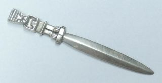 Vintage Mexican Sterling Silver Letter Opener With Aztec Handle - B