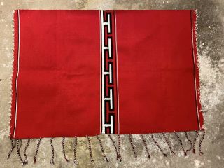 Vtg Navajo ? Rug Red Saddle Blanket Throw Native American Plains Indian Weaving