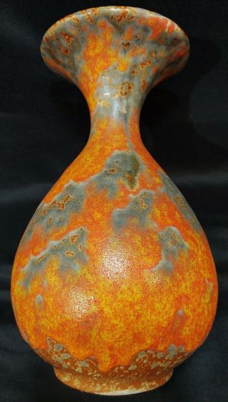 Vintage Royal Haeger Orange Thick Lava Drip Glaze Vase Retro MCM A, 3
