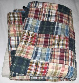 Vintage Nautica Plaid Patchwork Quilt Twin 66 X 84 Madras Multicolor Blanket