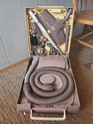 Vintage Hoover 2110 Portable Cleaning Center Canister Suitcase Vacuum Cleaner