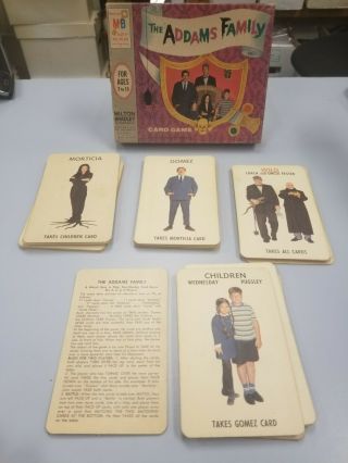1965 " The Addams Family " Milton Bradley Card Game Complete In The Box
