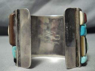 ONE OF THE BEST EVER VINTAGE NAVAJO TURQUOISE INLAY STERLING SILVER BRACELET 6