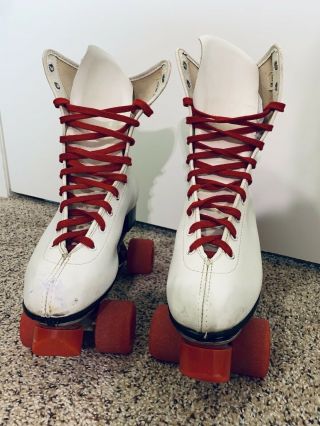 Vintage Roller Derby Women’s White Leather Roller Skates - Size 10 Us