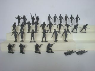 Marx Desert Fox / Battleground / Complete Set Of 32 (2 X 16) Dark Gray Germans
