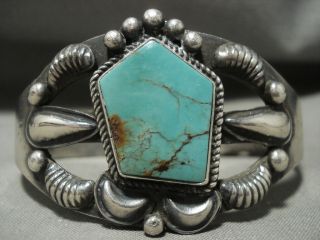 Unique Vintage Navajo Kirk Smith (d. ) Turquoise Silver Bracelet