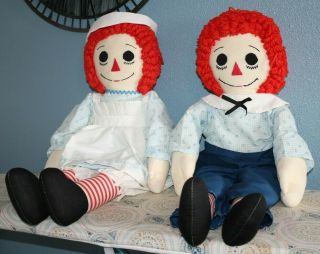 Vintage 36 Inch Raggedy Ann And Andy Dolls 1976