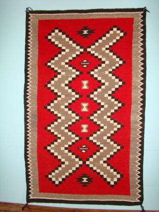 Vintage Navajo Blanket Native American Rug With Checkered Thunder