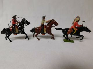 Vtg Lead Britains Cowboy Ridding Horse,  Lasso,  Cowboy Shooting Tomahawk Indian