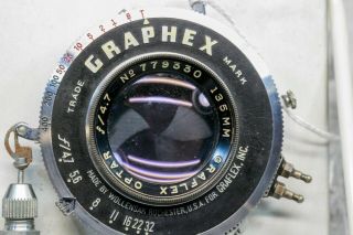 Vintage Graflex 4X5 Speed Graphic Optar 135mm f/4.  7 Graphex Shutter & Board 3
