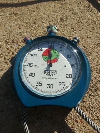 Vintage Heuer Trackmaster Blue 3 Button Stopwatch Swiss Made Flawlessly