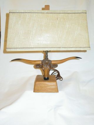 Vintage Brandt Ranch Oak Texas Longhorn Table Lamp