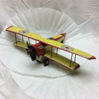 Vintage S&e Tin Toy Friction Airplane Made In Japan