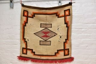 Atq Vtg Navajo Saddle Blanket Rug Native American Indian Textile Weaving 30x29”