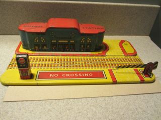 Vintage Marx Toys Tin Metal Litho Union Station Train Platform Terminal Crossing