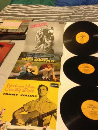 Three Stetson Reissue Lps Tommy Collins George Hamilton Iv Hank Locklin Country