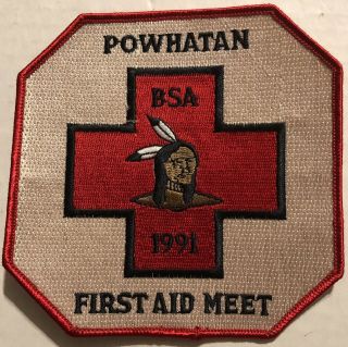 Vintage 1991 Boy Scout Bsa Powhatan First Aid Meet Large Embroidered Patch
