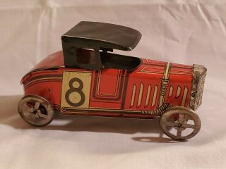 Rare Vtg Antique Penny Tin Toy Rico Lithograph Race Car