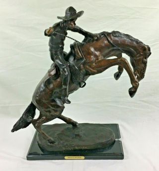 Frederic Remington - The Bronco Buster - Bronze Statue Marble Base Figure 24 " H