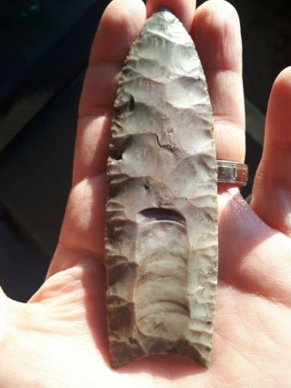 Authentic Huge 4 5/8 " Fluted Paleo Clovis Arrowhead Found In Medina Co.  Ohio