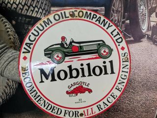 Old Vintage Dated 1933 Mobiloil Gargoyle Porcelain Gas Station Advertising Sign