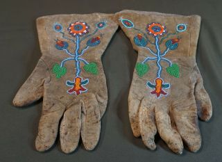 Fine Early 1900 Native American Plateau Beaded Gloves Umatilla Yakama 2