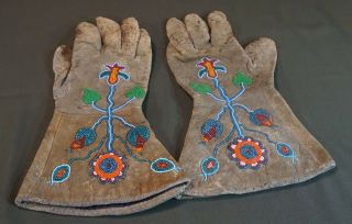 Fine Early 1900 Native American Plateau Beaded Gloves Umatilla Yakama 6