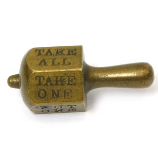 1911 Brass Put And Take Teetotum Dreidel Six Side Gambling Spinning Top Spinner
