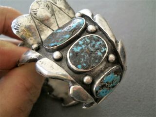 Heavy - Gauge Native American Turquoise Sterling Silver Watch Cuff Bracelet