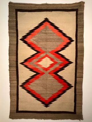 Spectacular Historic Navajo Transitional Period Rug,  Rich Handspun Wool,  C1895,  Nr
