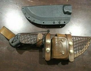 Custom Tops Tom Brown Tracker T1 Survival Knife Kydex,  Leather Sheath Bundle