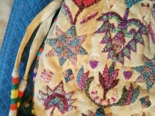 VINTAGE NATIVE AMERICAN SIOUX INDIAN BEAD DECORATED HIDE BAG BEADED POUCH 4