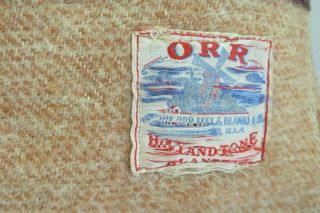 Vintage Orr Holland Tone 100 Wool Heather Tan w Multi Color Stripes 78x76 