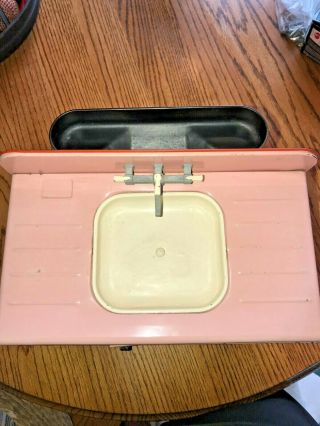 Vintage 1950s Pink Wolverine Metal Toy Kitchen Sink