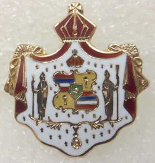 14k Hawaiian Coat Of Arms Crest Enamel Brooch Pin