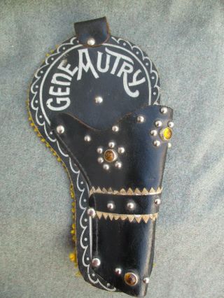 Vintage 1950s Gene Autry Cowboy Toy Western Cap Gun Holster W Jewels & Studs