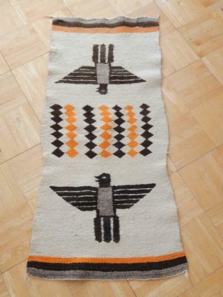 Vintage Transitional Era Navajo Indian Pictorial Thunderbird Rug Blanket Weaving