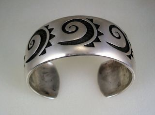 Bernard Dawahoya D.  2010 Masterpiece Hopi Sterling Silver Water Symbols Bracelet