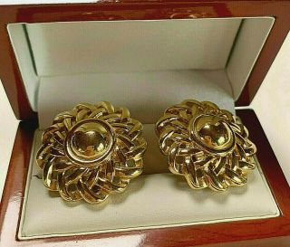 Vintage Jewellery Signed Givenchy (paris,  York) Gold Plated Clip On Earrings