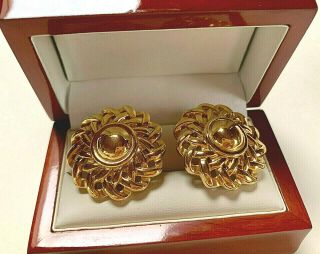 VINTAGE JEWELLERY SIGNED GIVENCHY (Paris,  York) GOLD PLATED CLIP ON EARRINGS 2