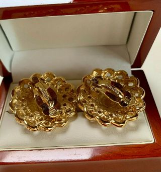 VINTAGE JEWELLERY SIGNED GIVENCHY (Paris,  York) GOLD PLATED CLIP ON EARRINGS 3