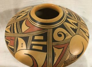 Fine Vintage Hopi - Tewa Pueblo Polychrome Pottery Seed Jar,  Signed Verna Nahee