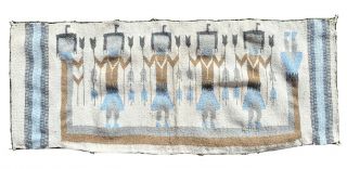 Vintage Navajo Native American Yei 5 Figure Pictorial Rug Blanket Tapestry