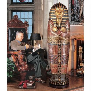 75 " Life Size Egyptian Pharaoh Tutankhamun King Tut Sarcophagus Display Cabinet