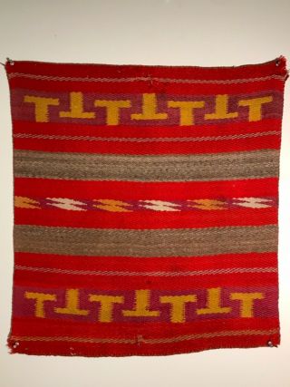Historic Navajo Diagonal Twill Saddle Blanket,  Crenulated Banded Designs,  C1885,  Nr