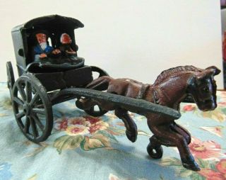 Vintage Cast Iron Amish Wagon & Family