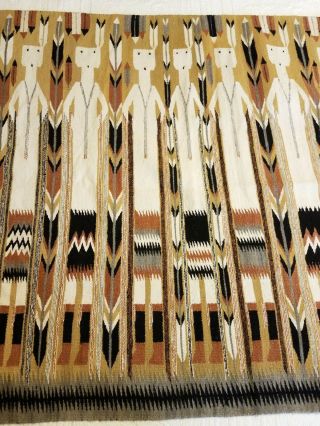 Vintage Navajo Yei Blanket Rug Wool 84 " ×49 " Native American Hand Woven