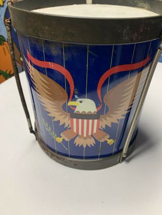 Vintage Chein Toy Drum Patriotic America Bald Eagle Red White Blue