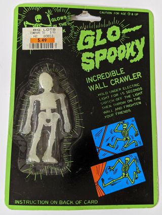 Glo - Spooky Incredible Wall Crawler Vintage Rubber Skeleton Glow In The Dark Rare