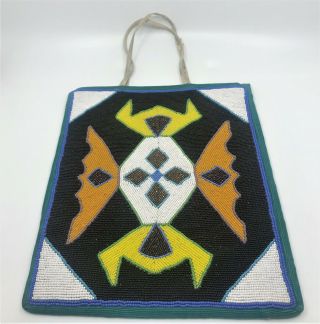 Vintage Large Beaded Purse,  Bag,  Satchel Yakima Native American Geometric Design